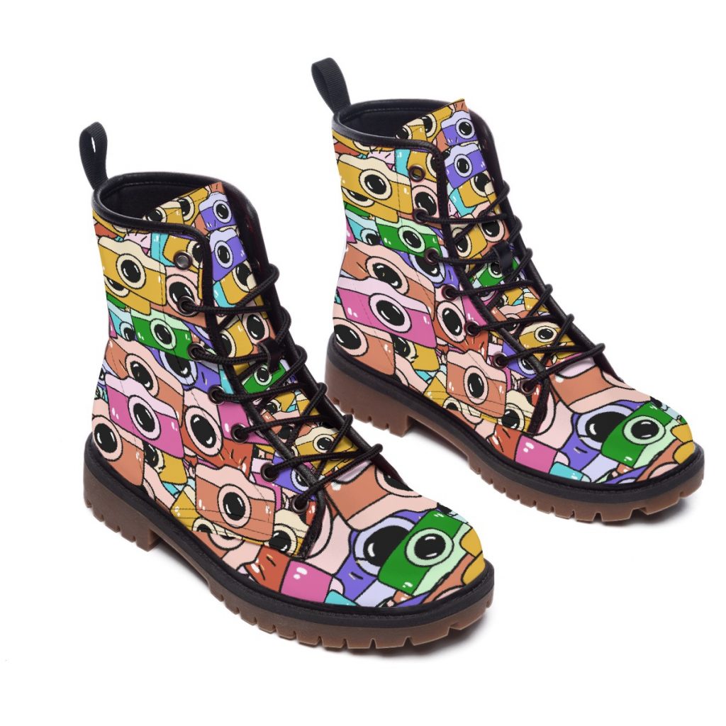 New Fun Colorful Eyeballs Print Women's Martin Short Boots