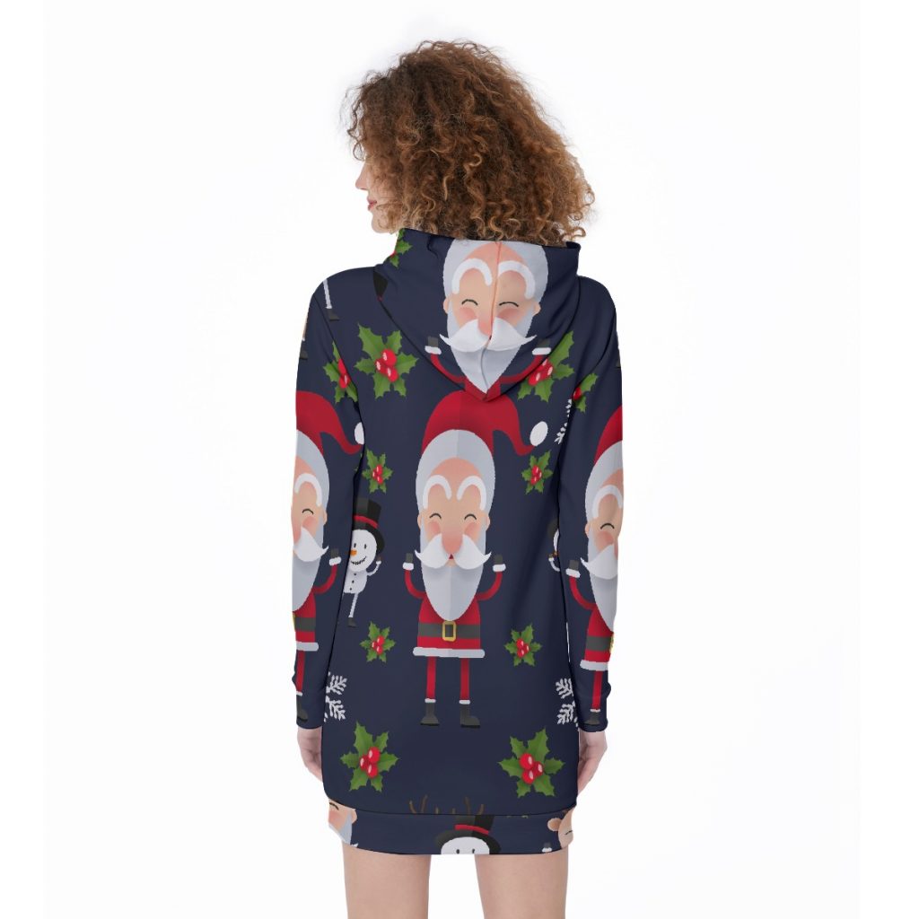 All-Over Santa (Christmas) Print Women's Long Hoodie