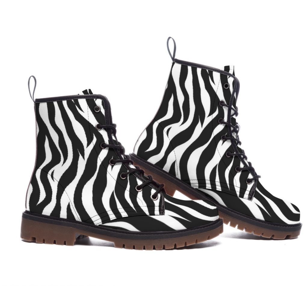 New Black & White Zebra Print Women's Martin Short Boots