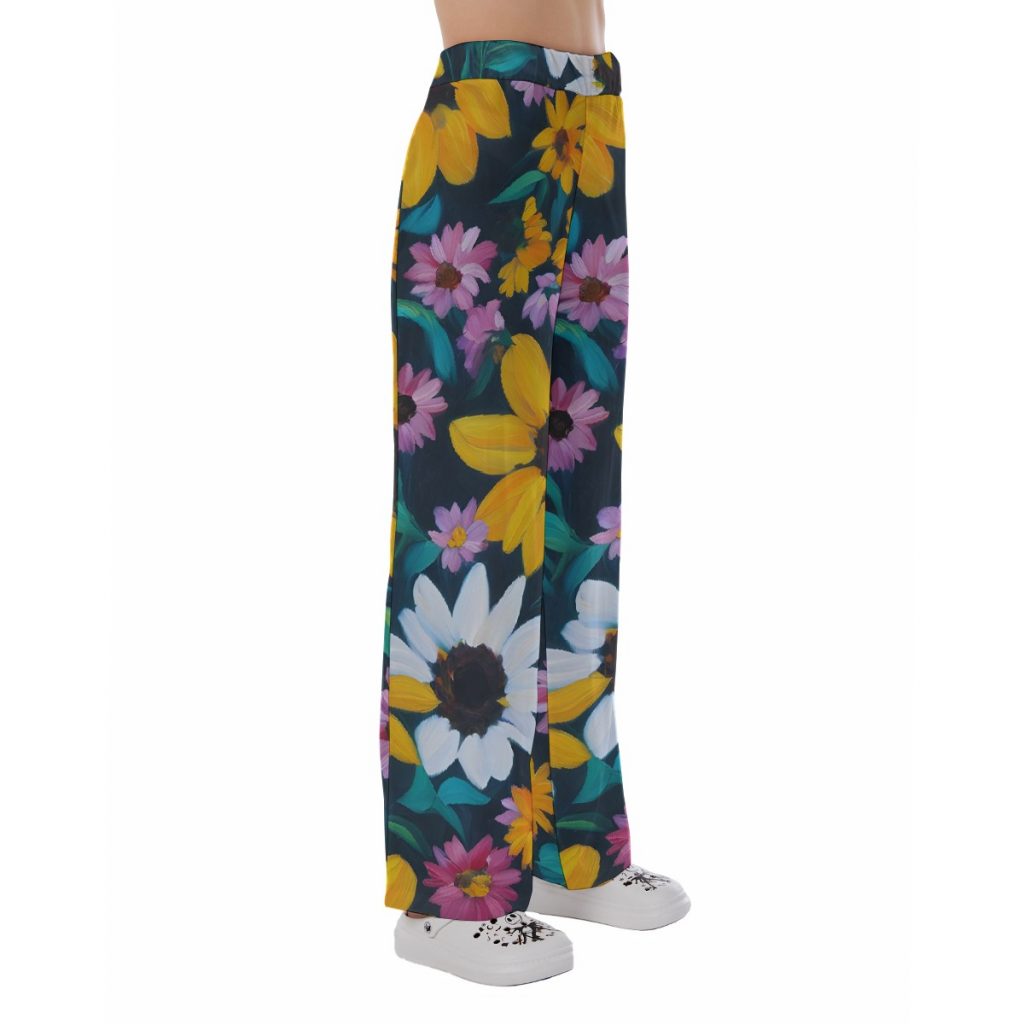 All-Over Colorful Flowers Print Women's Pajama Pants