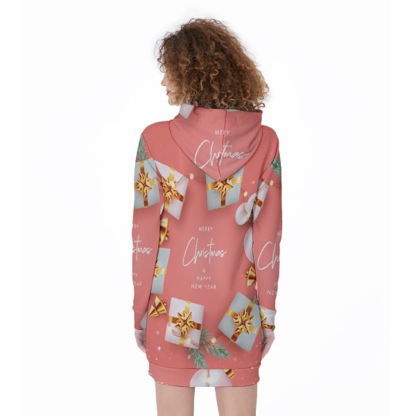 Pink All-Over Print Women's Long Hoodie