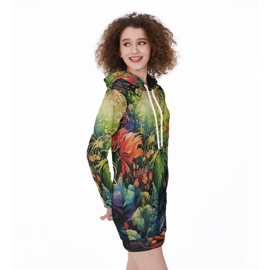 All-Over Nature Print Women's Long Hoodie