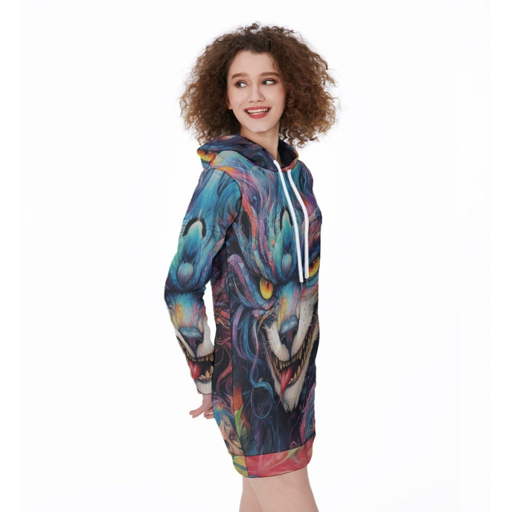 Wild Wolf Print Women's Long Hoodie
