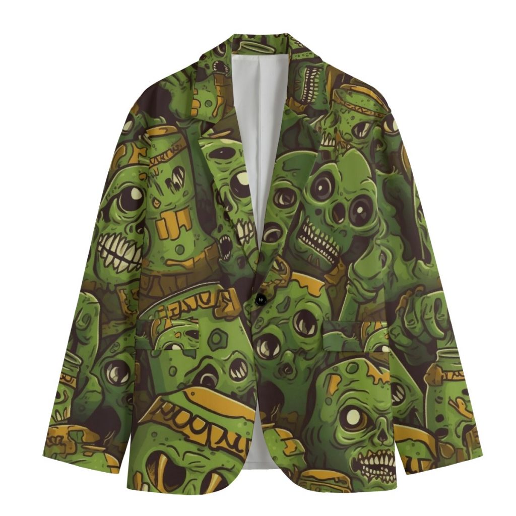 All-Over Print Men's Casual Flat Lapel Collar Blazer | 245GSM Cotton