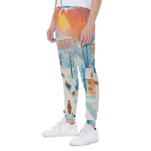 Snowy Christmas Print Men's Sweatpants