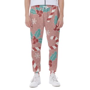 Peppermint Candy Christmas Print Men's Sweatpants