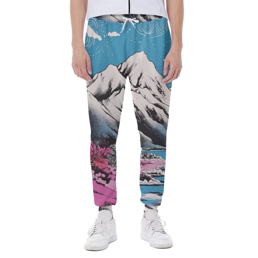 Scenic Mountain Range Print Men's Sweatpants