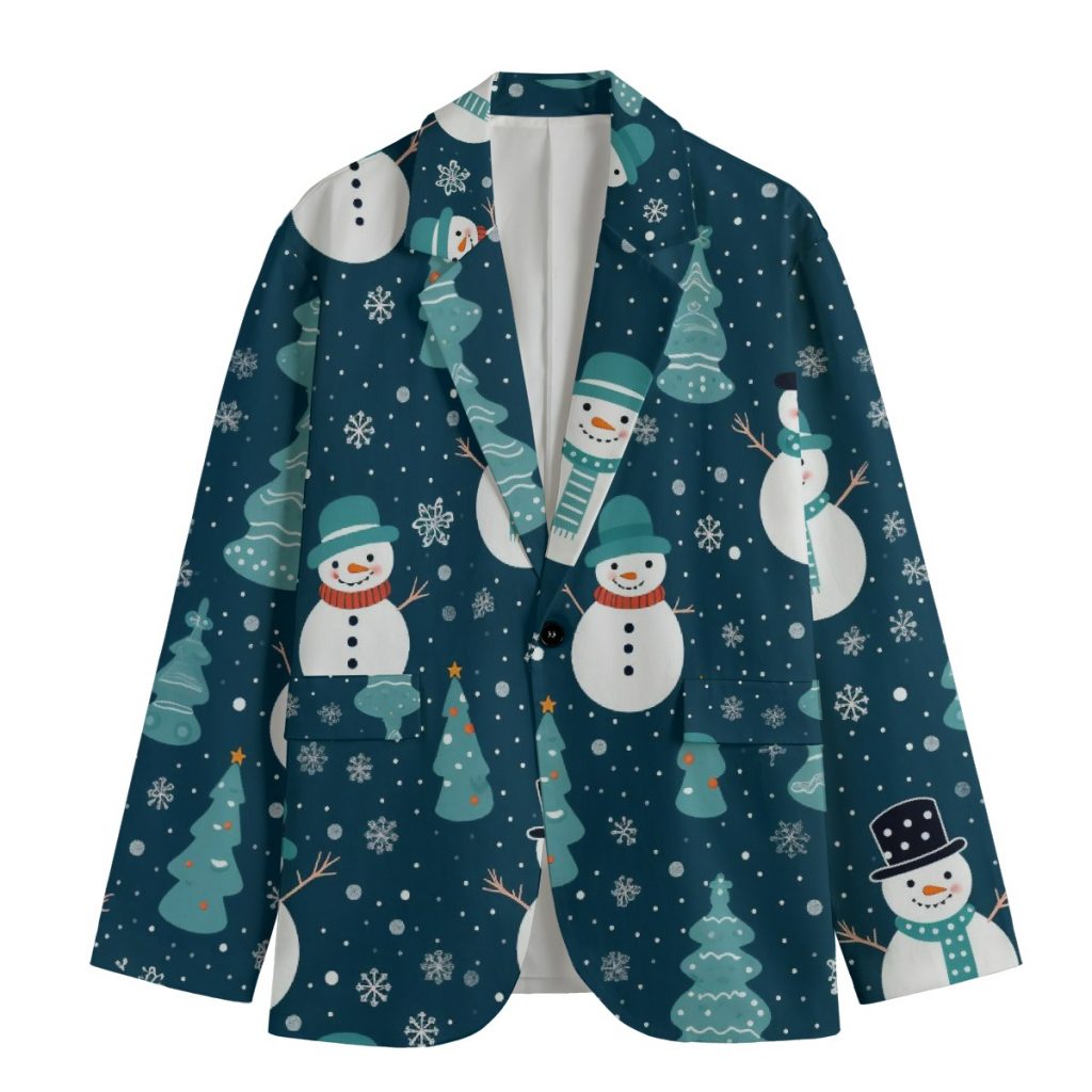All-Over Print Men's Casual Flat Lapel Collar Blazer | 245GSM Cotton