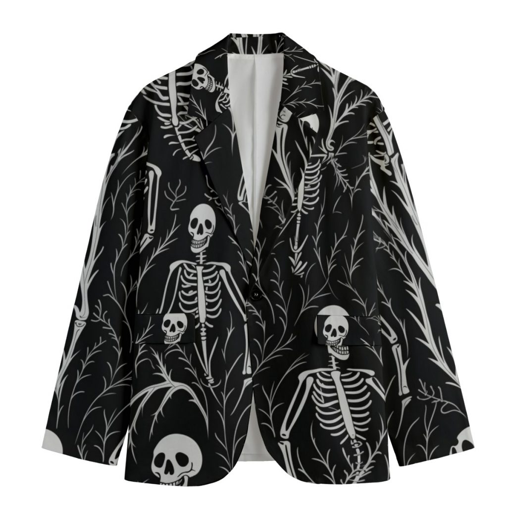 Men's Casual Flat Lapel Collar Blazer - All-Over Print