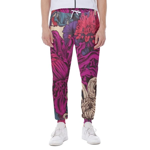 Vibrant Colorful Floral Print Men's Sweatpants