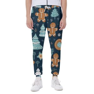 Gingerbread & Christmas Tree Print Men's Sweatpants