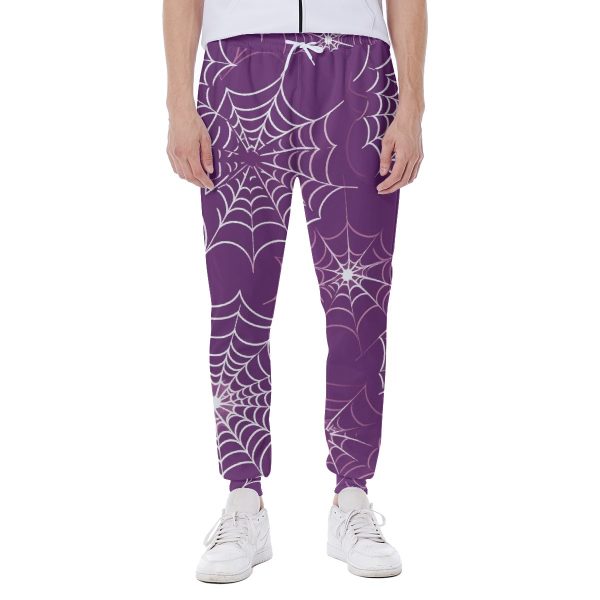 Purple Spider Web Print Men's Sweatpants