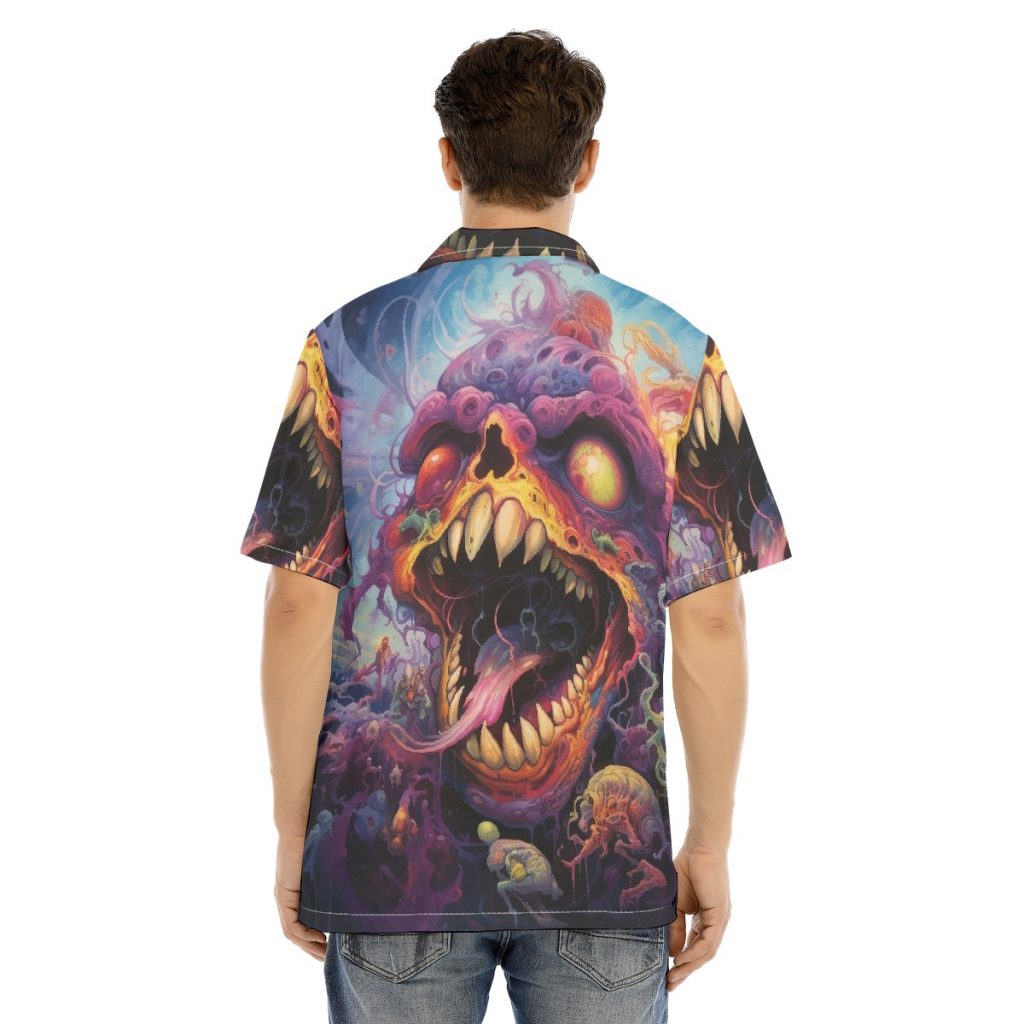 Men's Hawaiian Shirt With Button Closure - Crazy Dragon Print