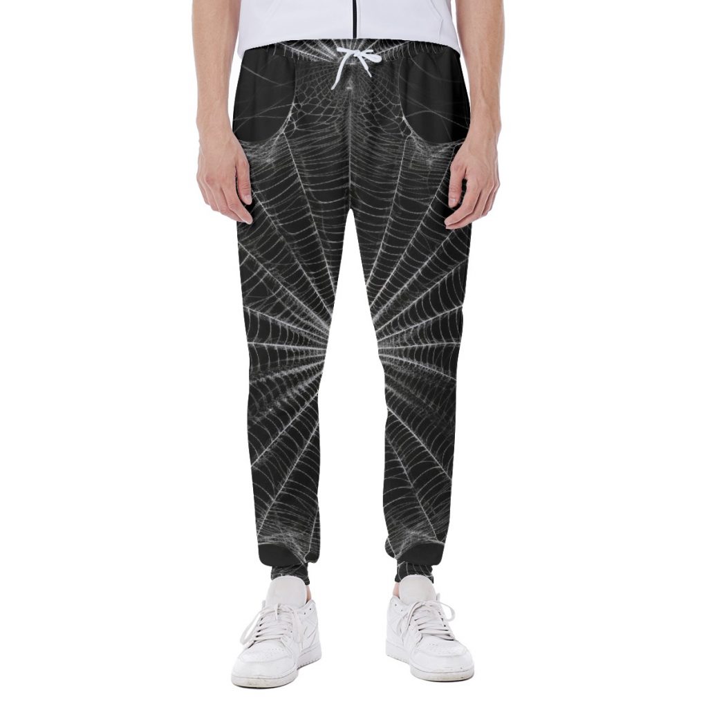Spider Web Print Men's Black Sweatpants