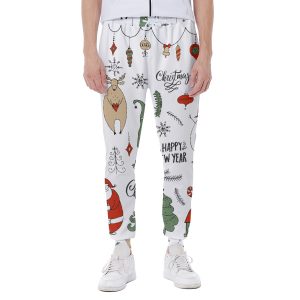 Christmas Happy New Year Print Men's Sweatpants