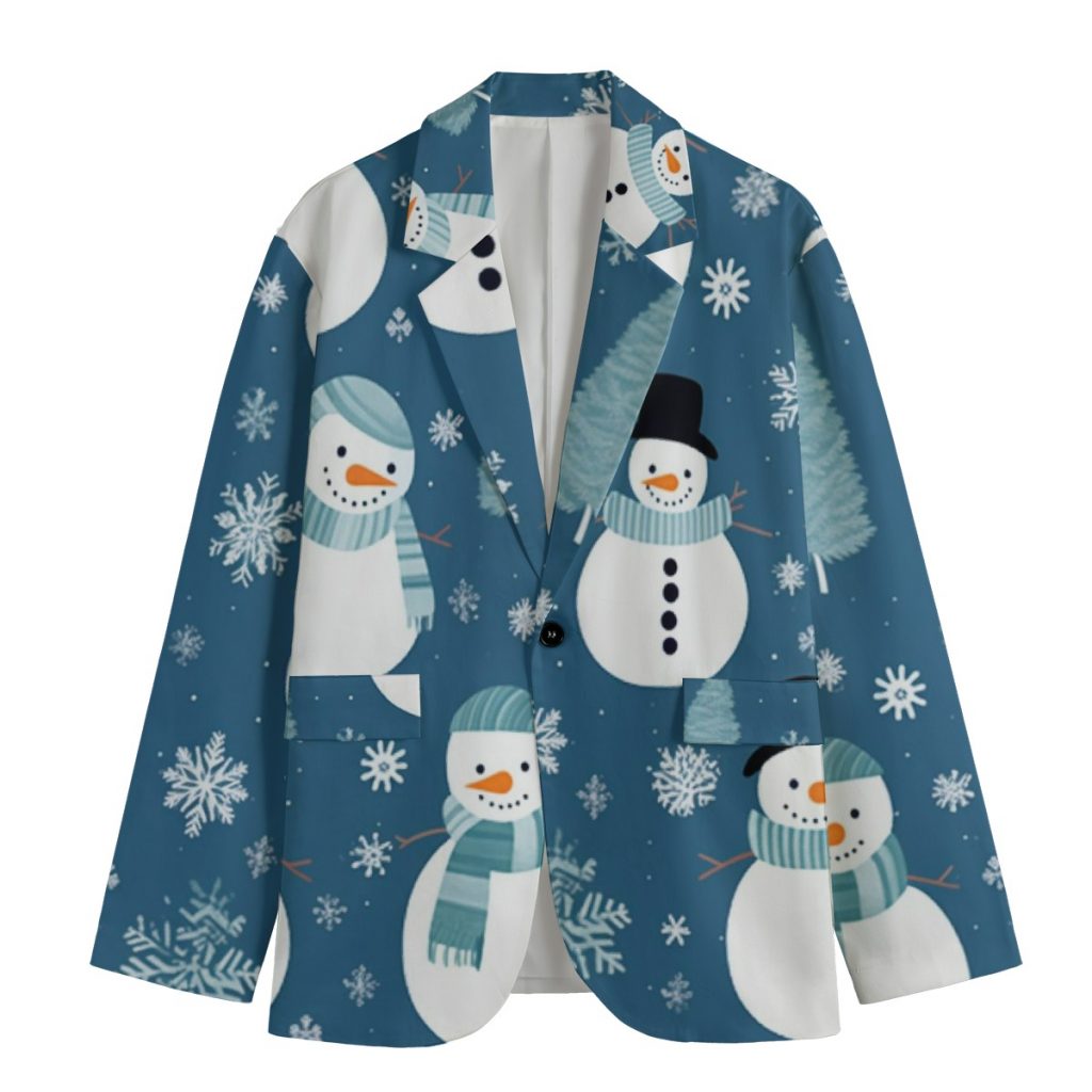All-Over Print Men's Casual Flat Lapel Collar Blazer | 245GSM Cotton