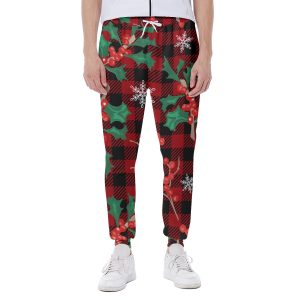 Plaid & Mistletoe Print Men's Sweatpants