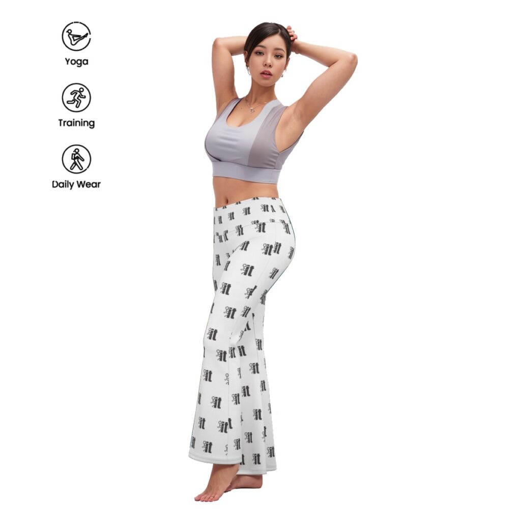 Women's Flare Yoga Pants - F-IT White Print