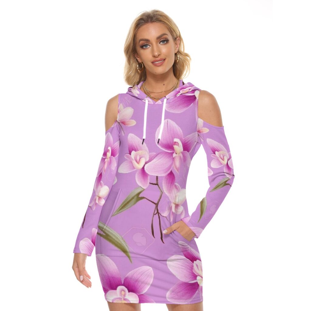Women's Light Purple Floral Print Tight Dress