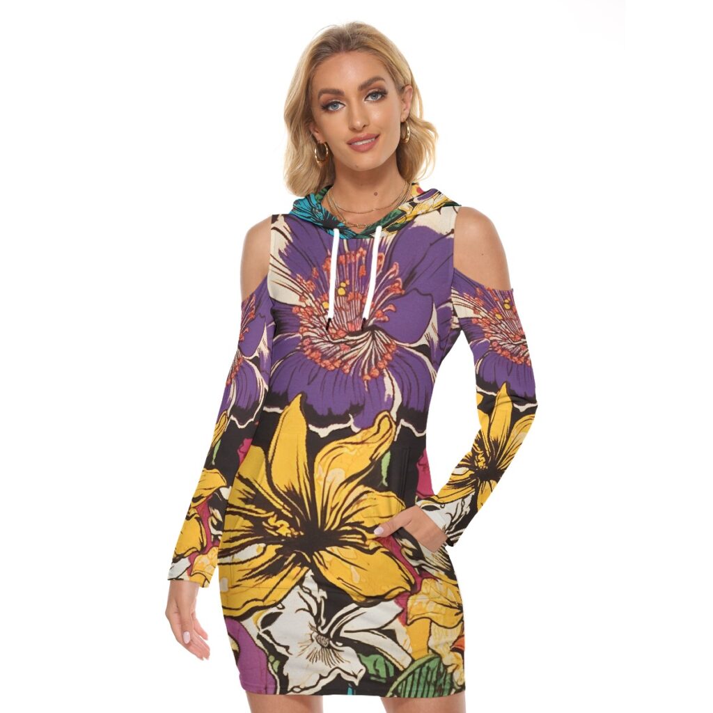 Women's Floral Print Long Tunic Tight Dress