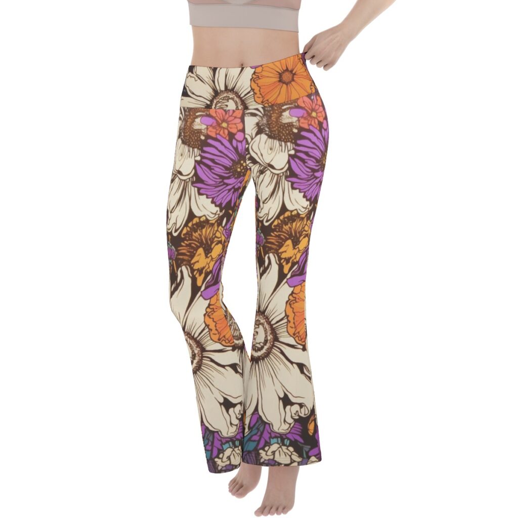 Women's Flare Slim Fit Yoga Pants - Floral Print