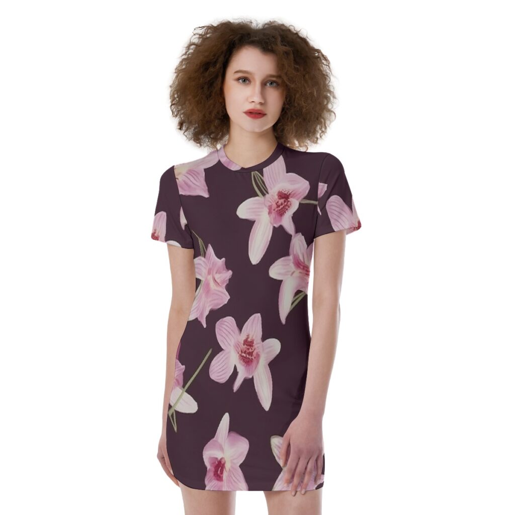 Women's Floral Print  Short Sleeve Tight Dress