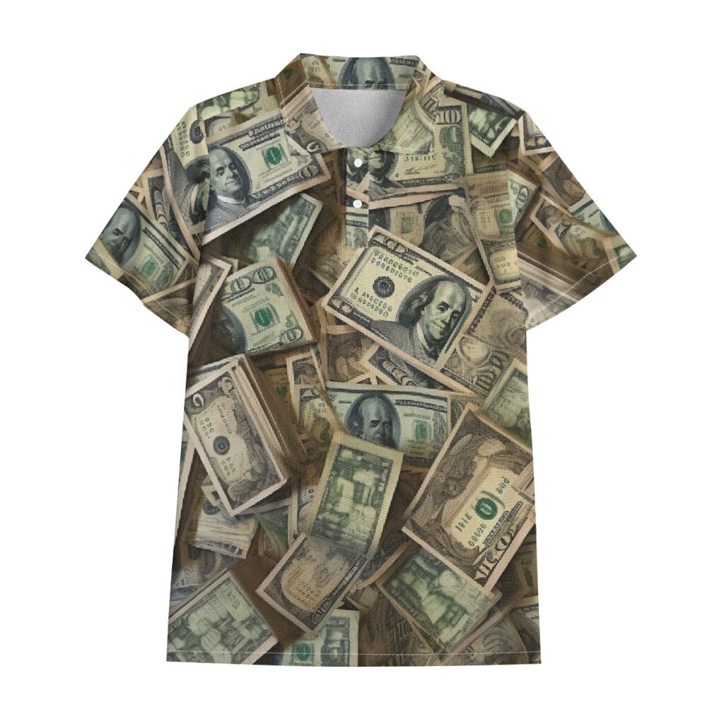 Men's Polo Shirt - 100% Polyester - Big Money Print
