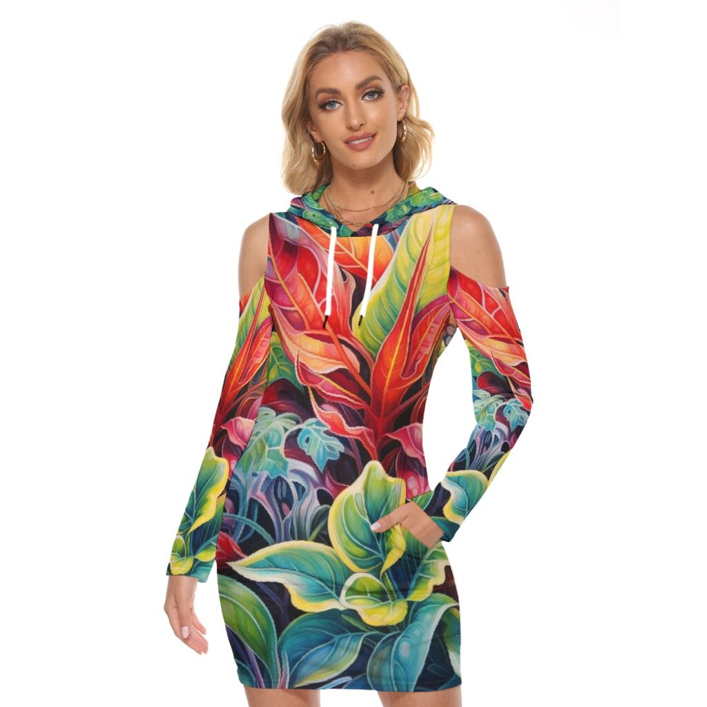 Women's Colorful Floral Print Drawstring Tight Dress