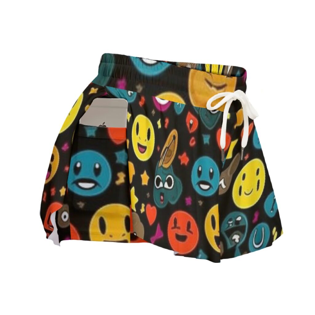 Women's Sport Skorts with pocket with fun  all-over faces New