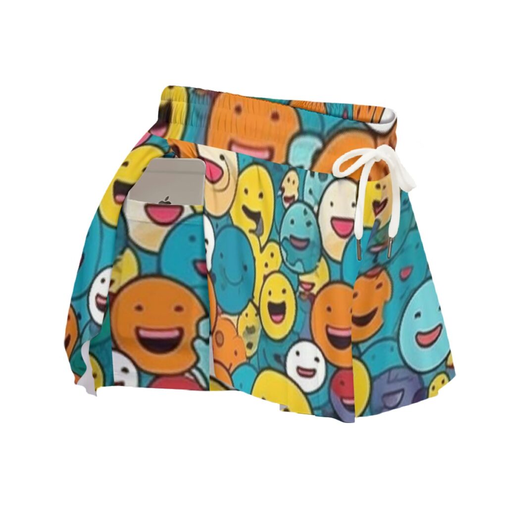 Women's Sport Skorts With Pocket Smiley Face Design