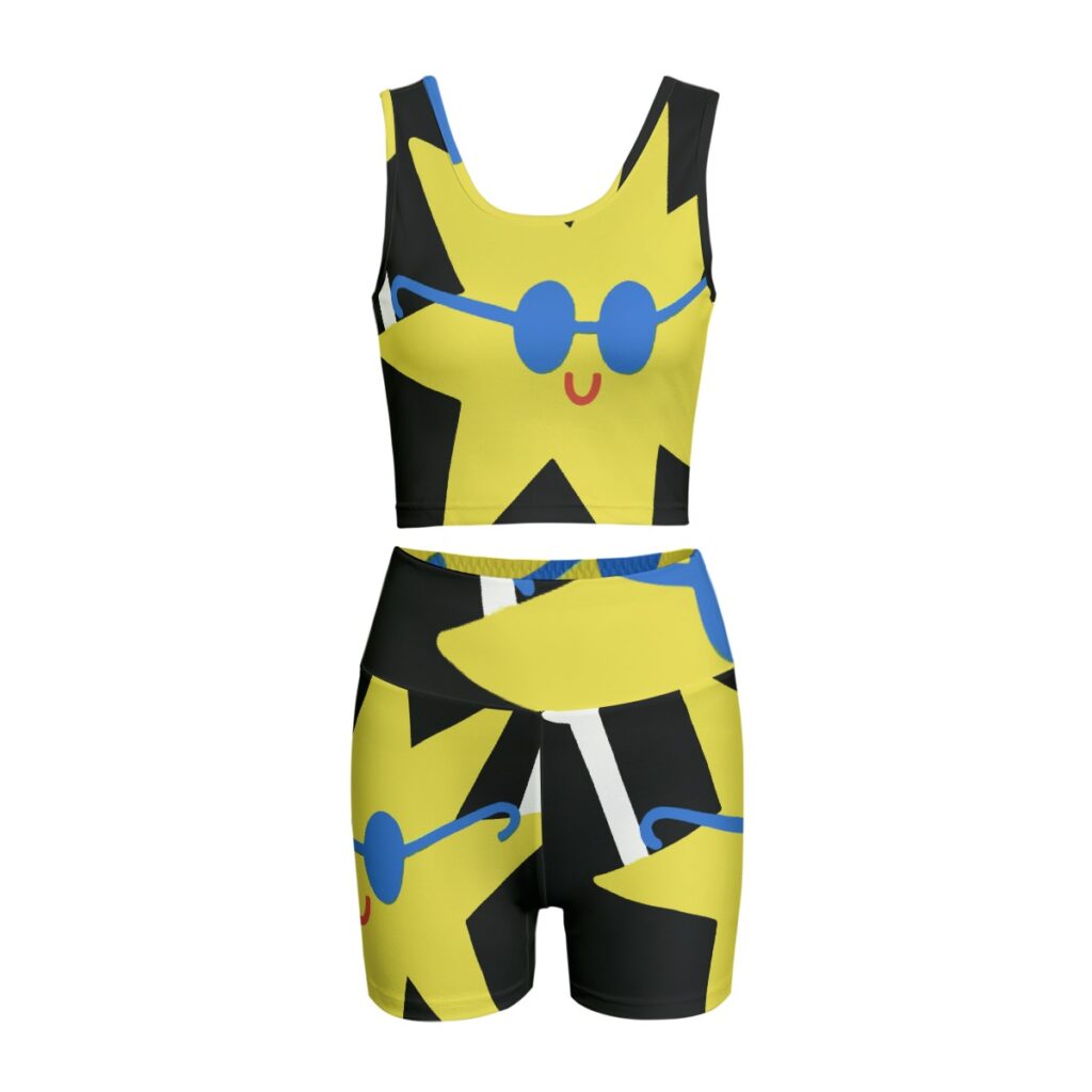 Women's Two-Piece Yellow & Black Yoga Set