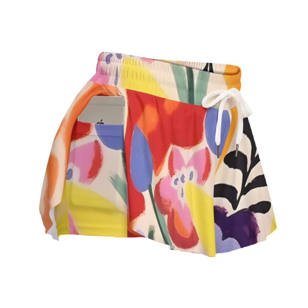 Women's Floral Design Sport Skorts With Pocket