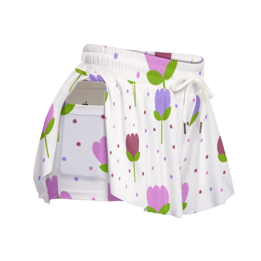 Women's Floral Print Sport Skorts With Pocket