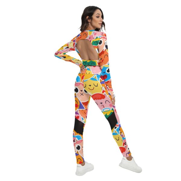 Women's Two-Piece Colorful Sport Set With Backless Top And Leggings