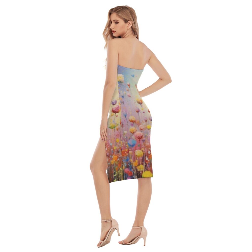 All-Over Print Women's Side Split Tube Top Dress