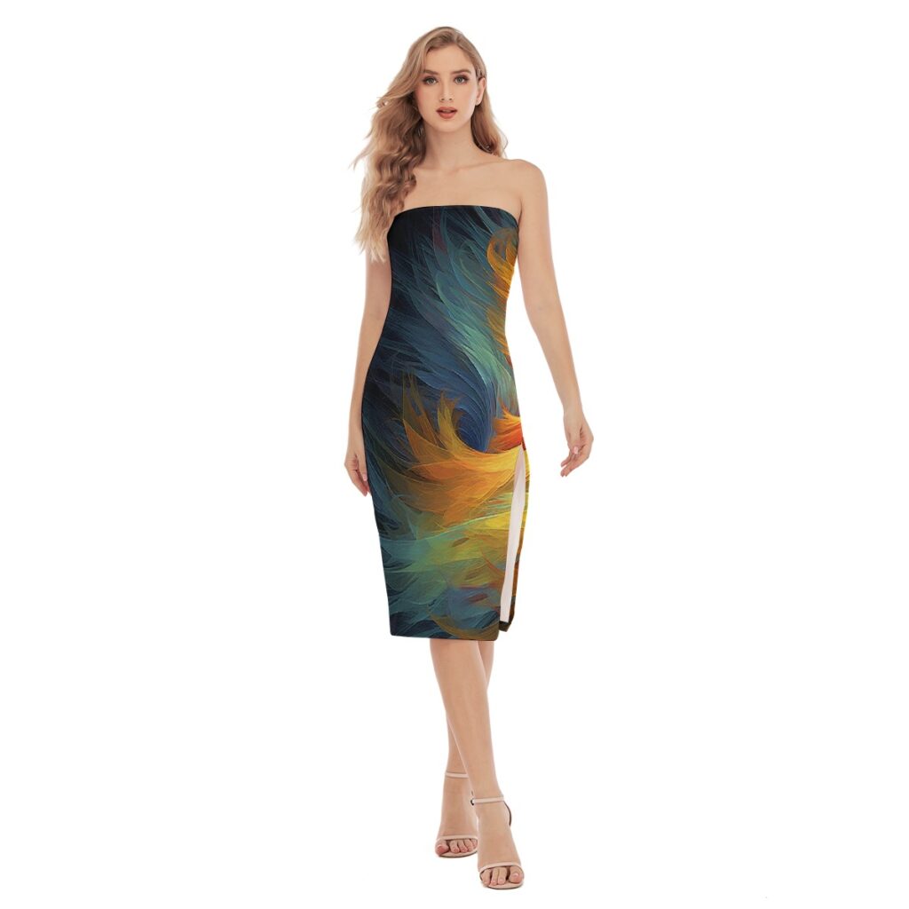 All-Over Print Women's Side Split Tube Top Dress