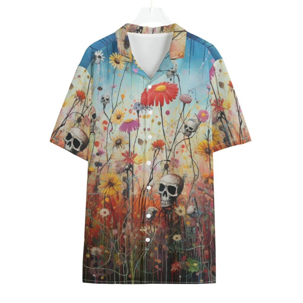 All-Over Print Men's Hawaiian Shirt With Button Closure