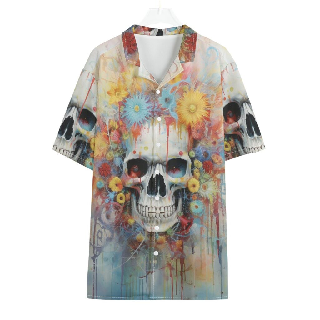 All-Over Print Men's Hawaiian Shirt With Button Closure