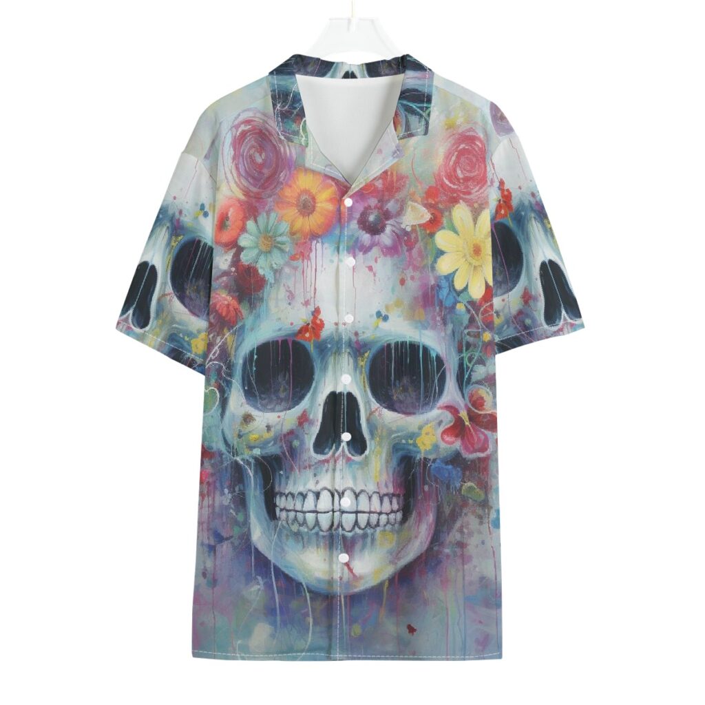All-Over Print Men's Hawaiian Shirt With Button Closure